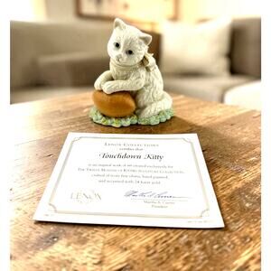 Lenox "Touchdown Kitty" Sept Cat 12 Months of Kitties 2003 COA Bone China